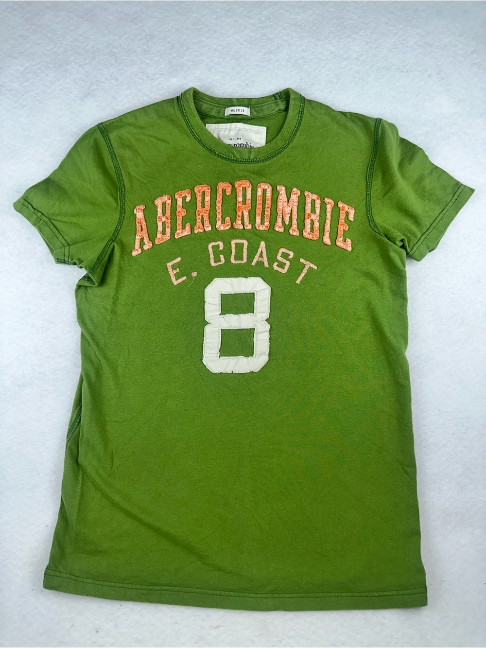 Y2K Abercrombie & Fitch Green Graphic 'E. Coast 8' Short Sleeve Tee vintage